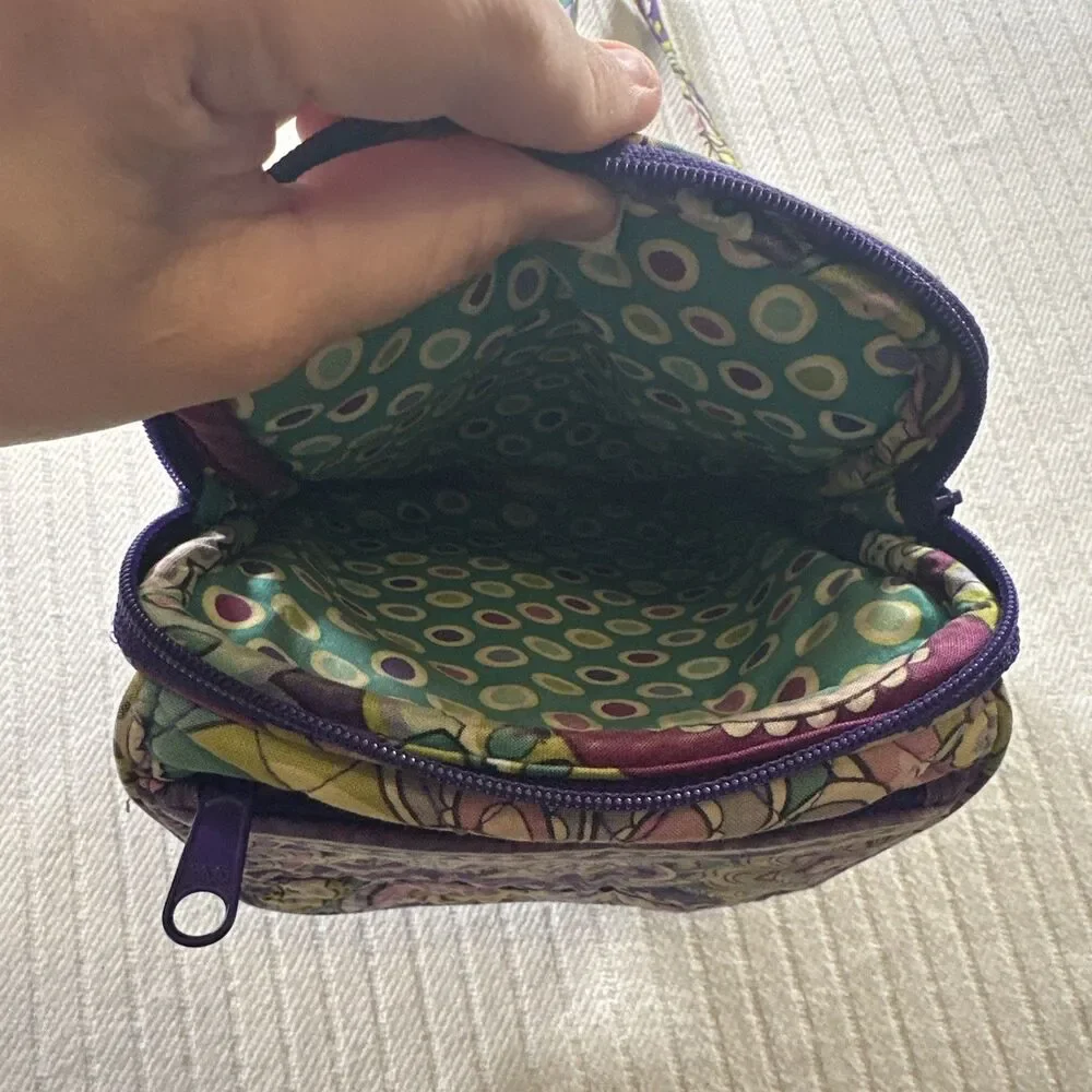 Vera Bradley Purple Floral Paisley Small Hipster Crossbody Purse~Snap/Zip